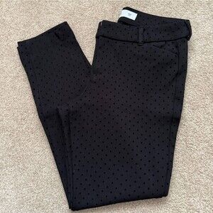 Old Navy Pixie Ankle Pants Mid Rise Black with Velvet Polka Dots Size 8 NWOT